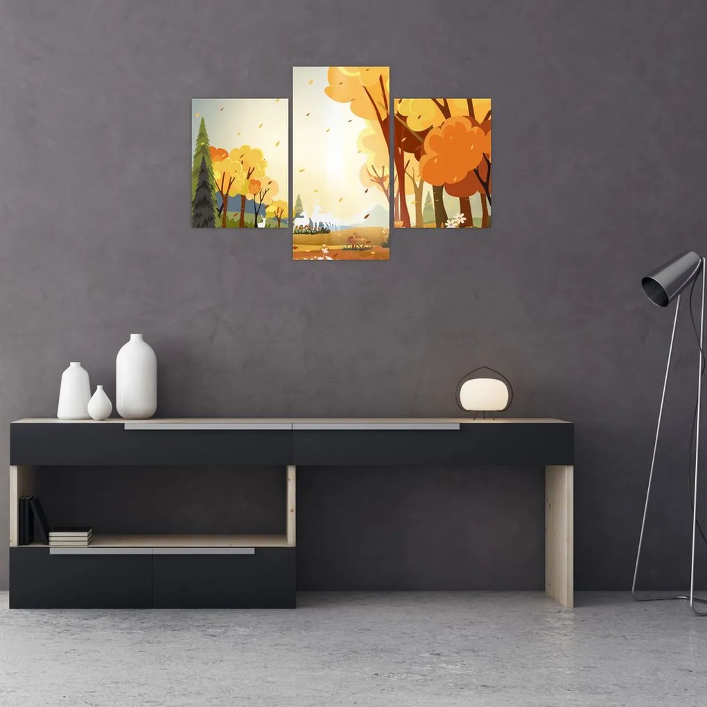 Tablou - Peisaj de toamnă, ilustrație (90x60 cm)