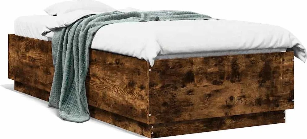 vidaXL Cadru de pat, stejar fumuriu, 100x200 cm, lemn prelucrat