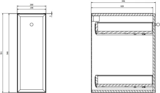 Cersanit S1022-007 - Dulap de baie suspendat MILLE 20x45 cm, negru mat