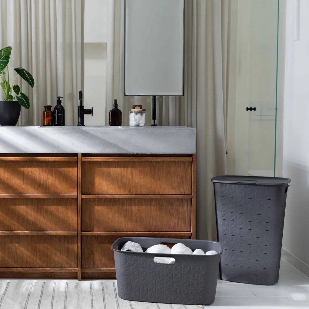 Curver Coș pentru rufe murdare Softex 56 l, griînchis