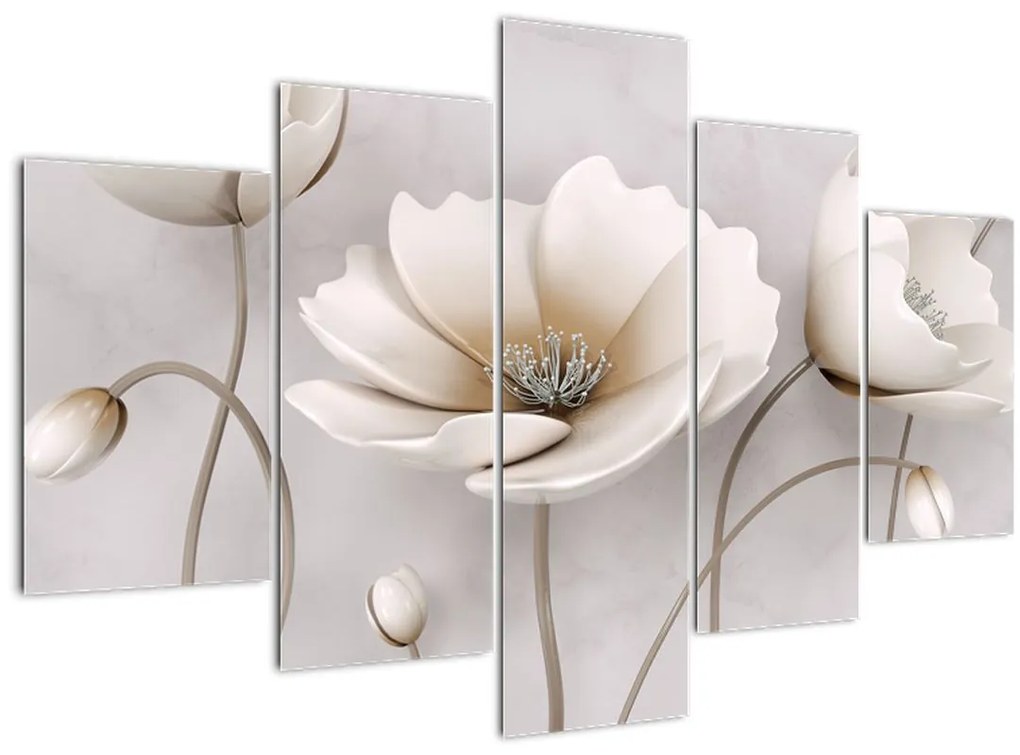 Tablou cu florile albe (150x105 cm)