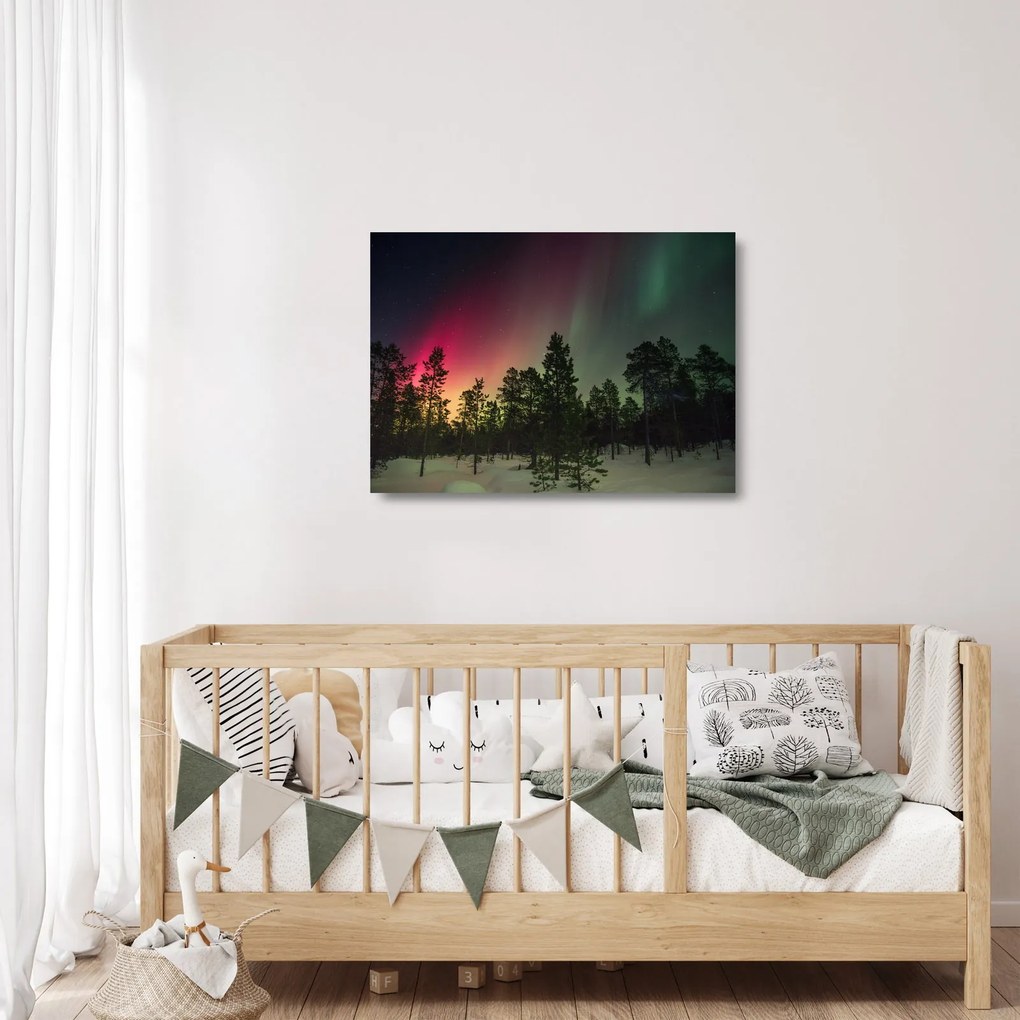 Tablou pe sticlă cu Northern Lights (70x50 cm)