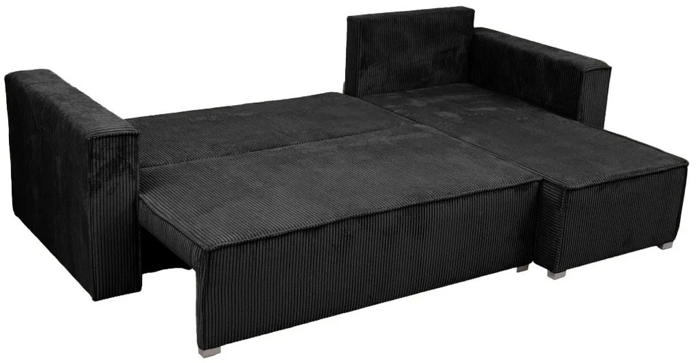 Canapea colt extensibila SMART COSARO negru, cu colt bilateral + 2 perne CADOU