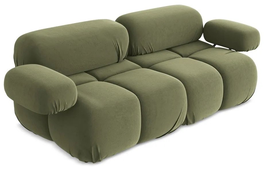 Canapea modulară verde-deschis cu tapițerie din catifea 190 cm Lokua – Makamii