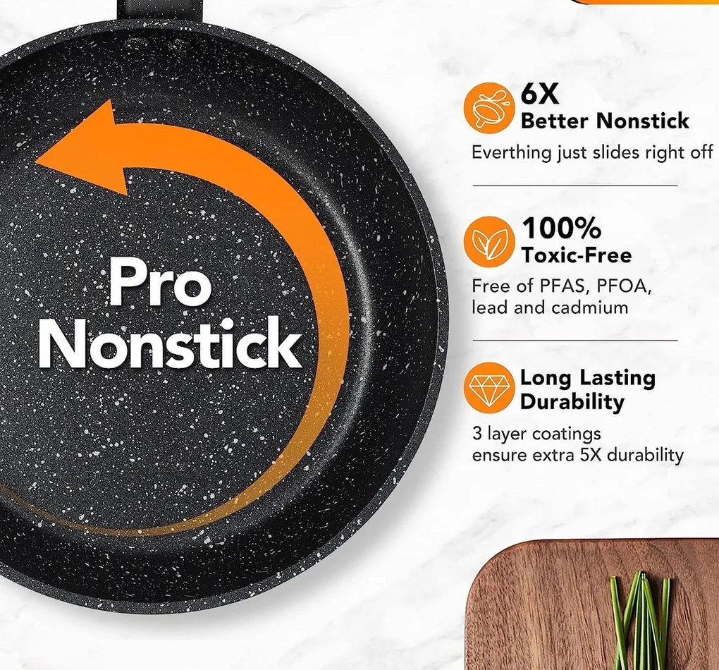 Set oale si tigai Royalty Line T010-Silver, Aluminiu, 10 piese, Acoperire marmura, Argintiu