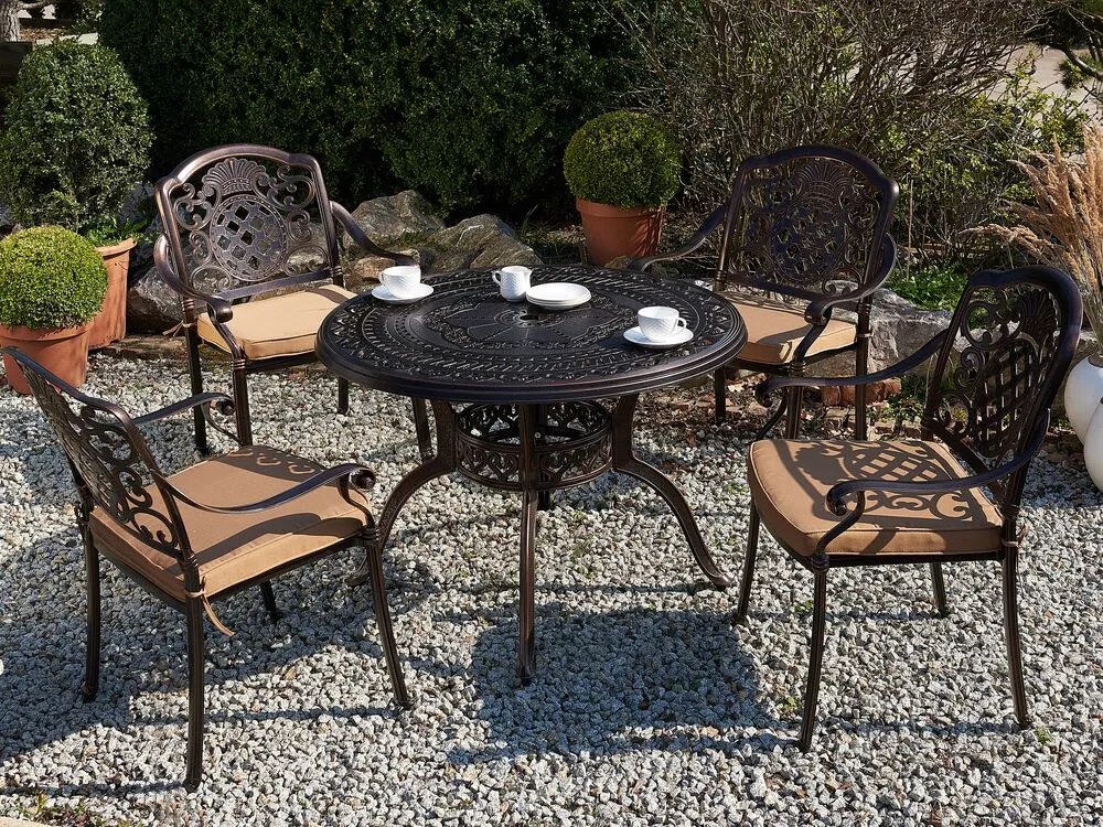 Masă de grădină 102 cm SALIO (MDF) (maro) (pentru 4 persoane). 1018808