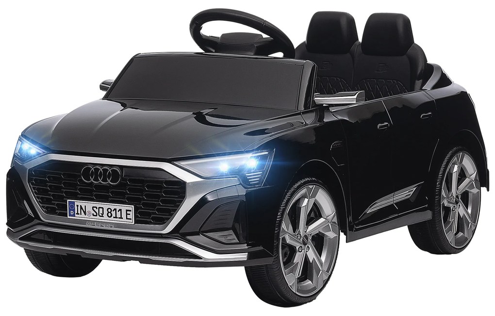 AIYAPLAY Mașină Electrică pentru Copii Audi Q8 etron sportback cu Baterie 12V Telecomandă Faruri Claxon și Muzică Negru | Aosom Romania