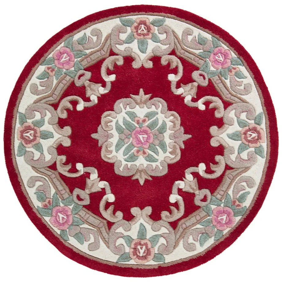 Covor din lână Flair Rugs Aubusson, ⌀ 120 cm, roșu