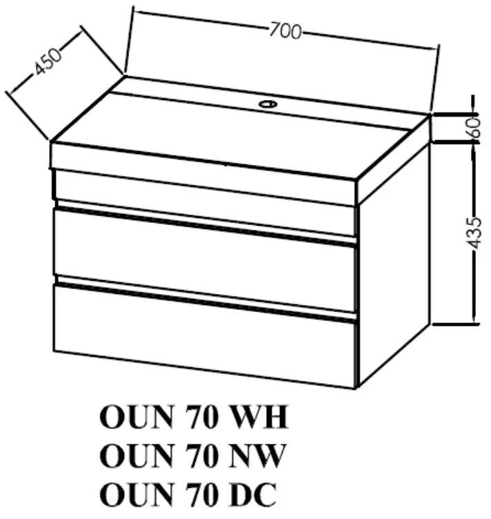 Set mobilier suspendat si lavoar, Kolpasan, Naomi, 70 cm, dark concrete