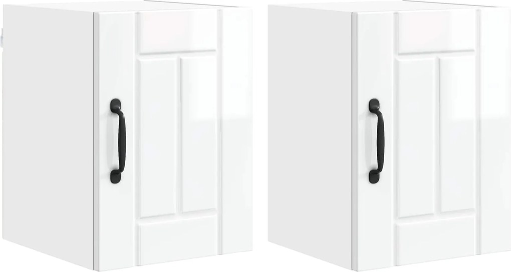 vidaXL Dulap de bucătărie 2 pcs Alb lucios 30 x 31 x 40 cm