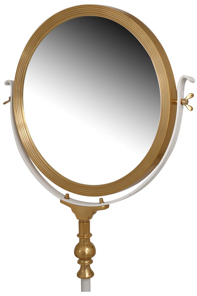 Oglinda rotunda cu rama auriu/alb 40x62x173 cm