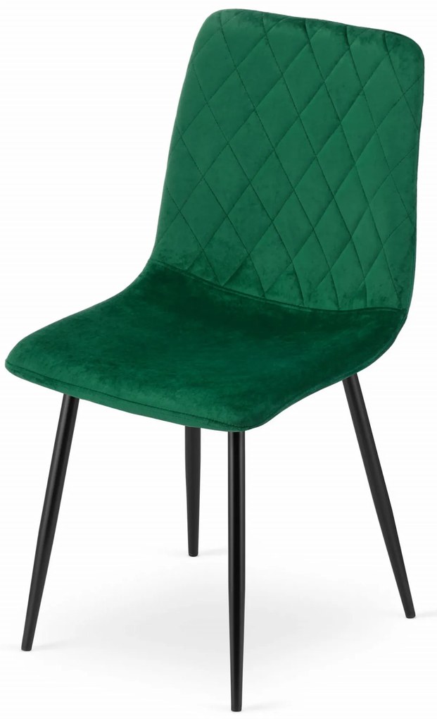 Verde scaun bucatarie TURIN din catifea cu picioare negre