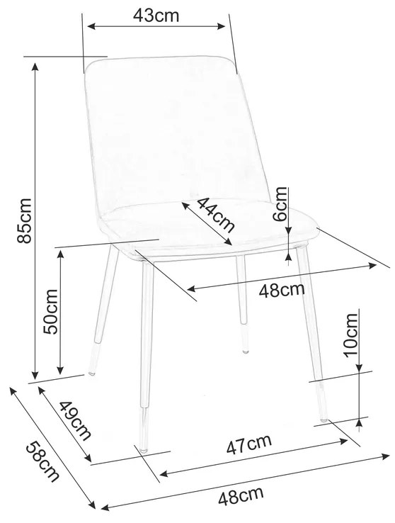 Scaun de bucaterie Jill Velvet, gri deschis