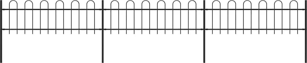 vidaXL Gard de grădină cu vârf circular, oțel, 537x60 cm, negru