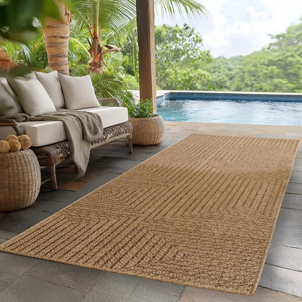 Covor tip traversă pentru interior și exterior maro 80x250 cm Timber 1404 – Ayyildiz Carpets