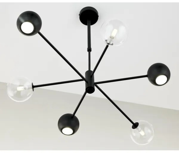 Lustră pe tijă Jupiter 1995 MOKA 3xGU10/10W/230V + 3xG9/10W/230V negru/transparent