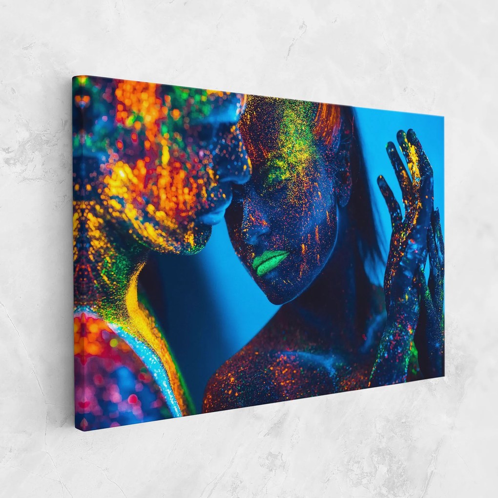 Tablou Canvas, 30x40cm, Dormitor si Living, Abstracte, Culori vibrante, Fluorescent Couple