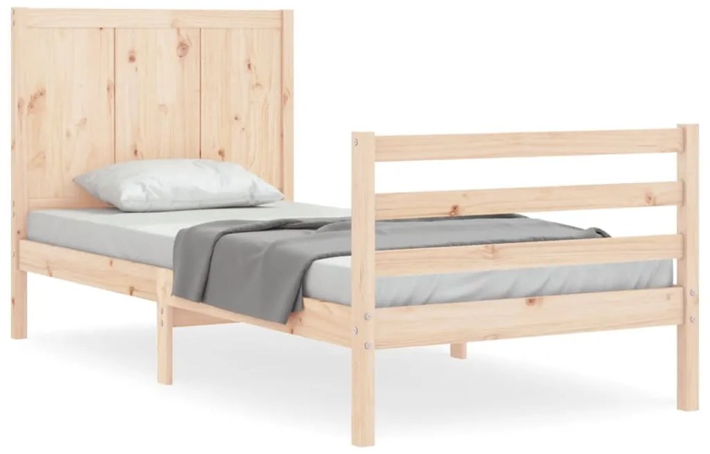 3194471 vidaXL Cadru de pat cu tăblie single, lemn masiv