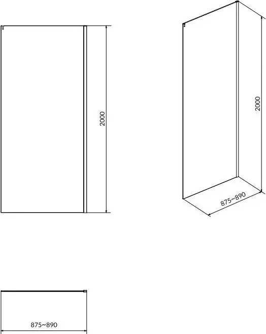 Perete de dus 90 cm, crom, Cersanit Crea