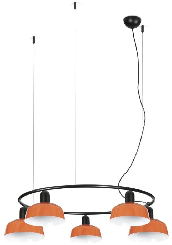 Lustra suspendata metal TATAWIN S 5L negru, orange