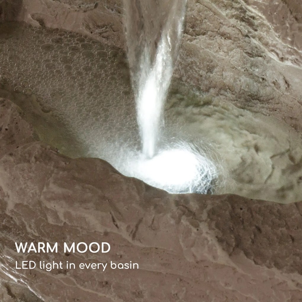 Blumfeldt Stonehenge XL, fântână solară, iluminat cu LED-uri, polirășină, baterie litiu-ion