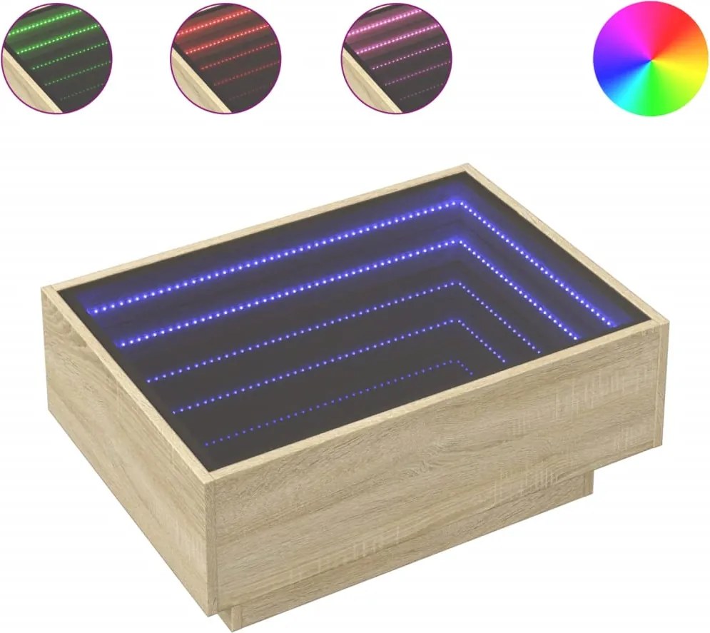 vidaXL Măsuță de cafea cu LED stejar sonoma 70x50x30 cm lemn prelucrat