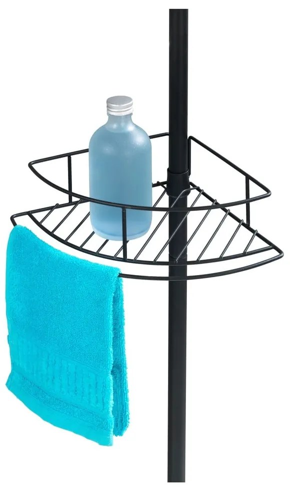 Raft telescopic de colț pentru cabina de duș Wenko Dolcedo, 23 x 31 cm, negru