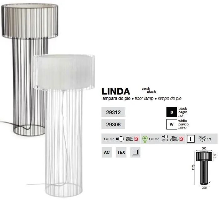 Lampadar, lampa de podea Linda 29312