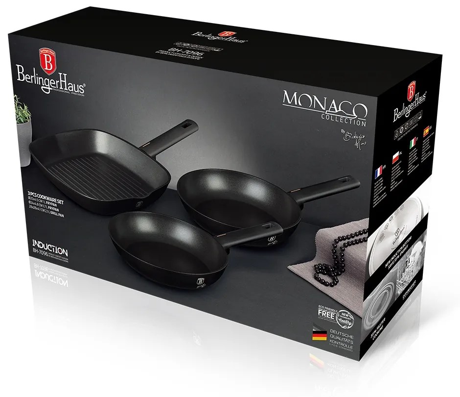 Set de tigai din 3 piese Berlinger Haus BH 7096 Colectia Monaco - Berlinger Haus