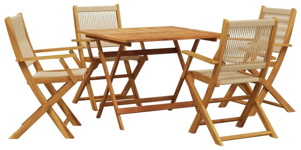 3281831 vidaXL Set mobilier de grădină 5 piese polipropilenă bej/lemn masiv