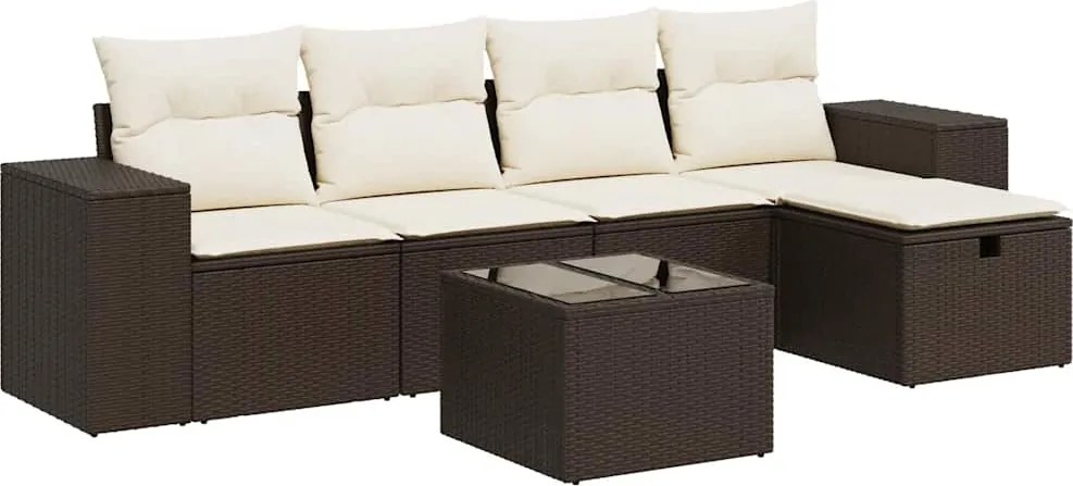 vidaXL Set canapele de grădină cu perne, 6 piese, maro, poliratan