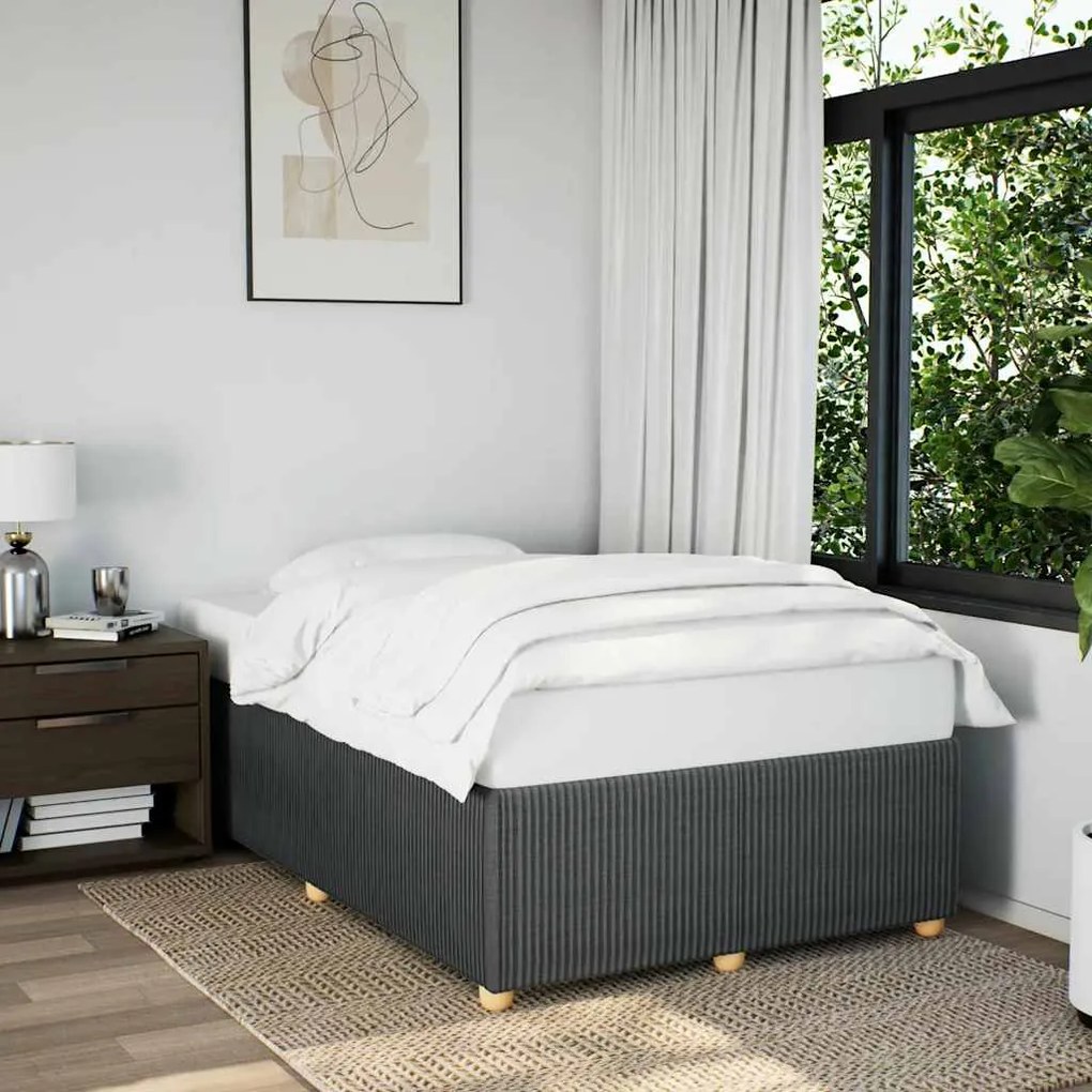 vidaXL Cadru de pat fără saltea, gri închis, 120x200 cm, textil