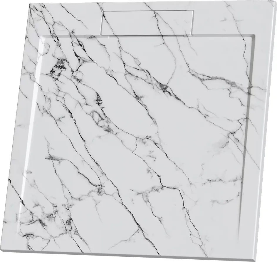 Cadita compozit pentru dus Inter Ceramic patrata 80x80 cm alb mat finisaj marmura