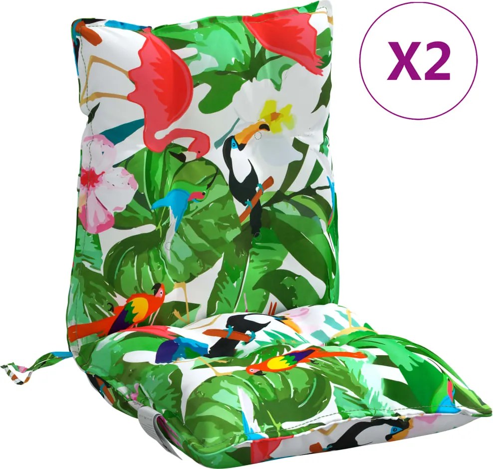 vidaXL Perne scaune cu spătar jos, 2 buc., multicolor, textil oxford