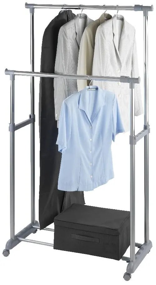 Suport de haine mobil telescopic din metal gri Twin - Wenko