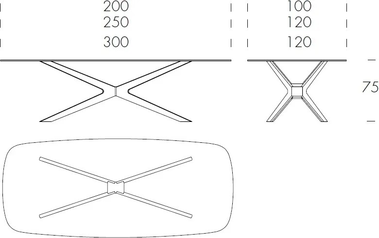 Masa fixa eleganta design LUX BLADE 300x120cm