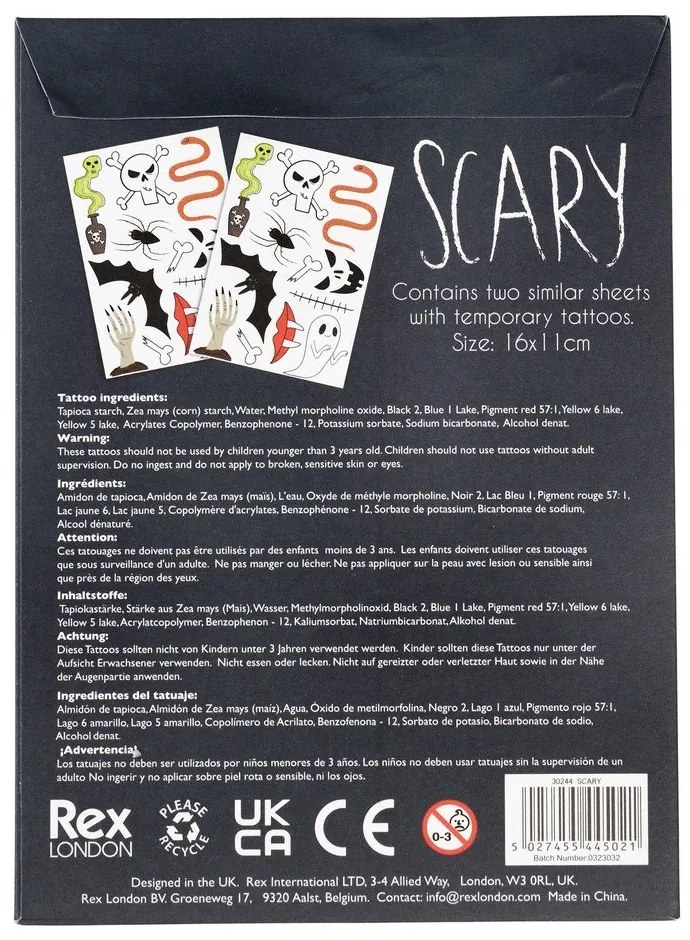 Folie de tatuaje pentru copii Scary – Rex London