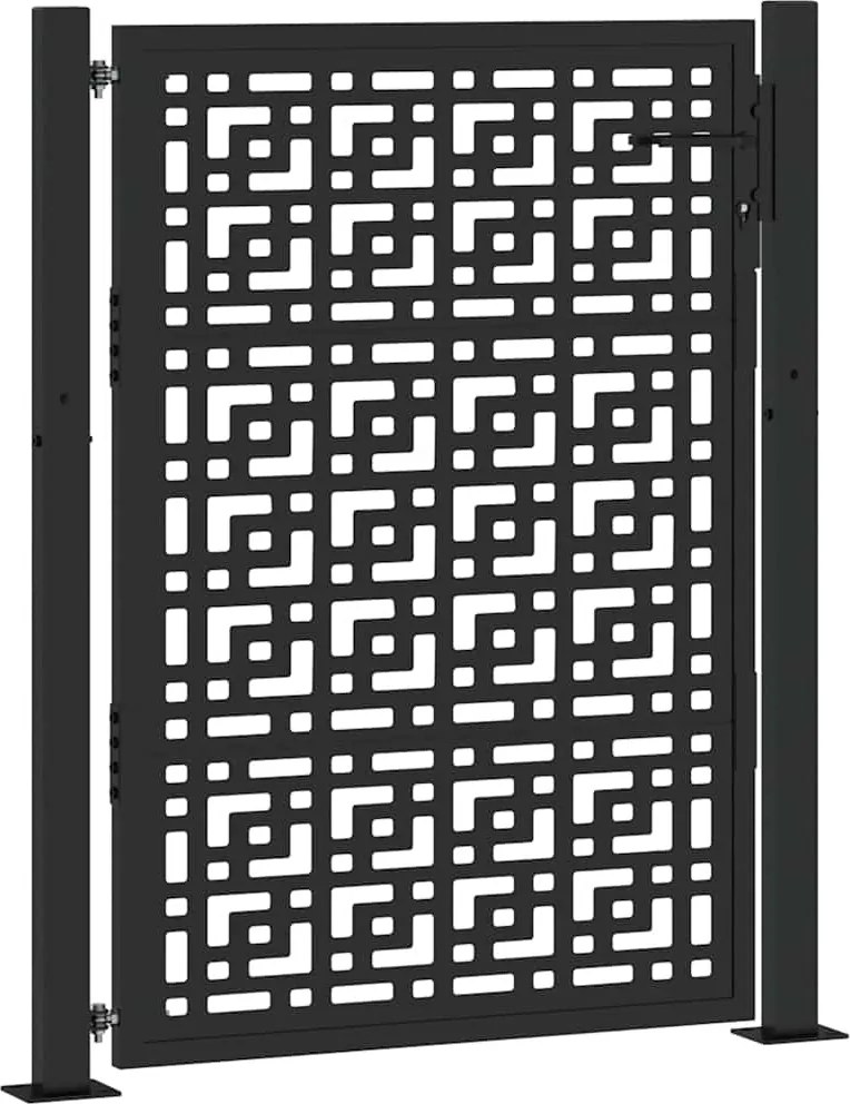 vidaXL Poartă de grădină neagră 100x125 cm, oțel, model cruce