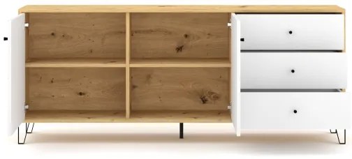 Comodă SULA, stejar artisan/alb