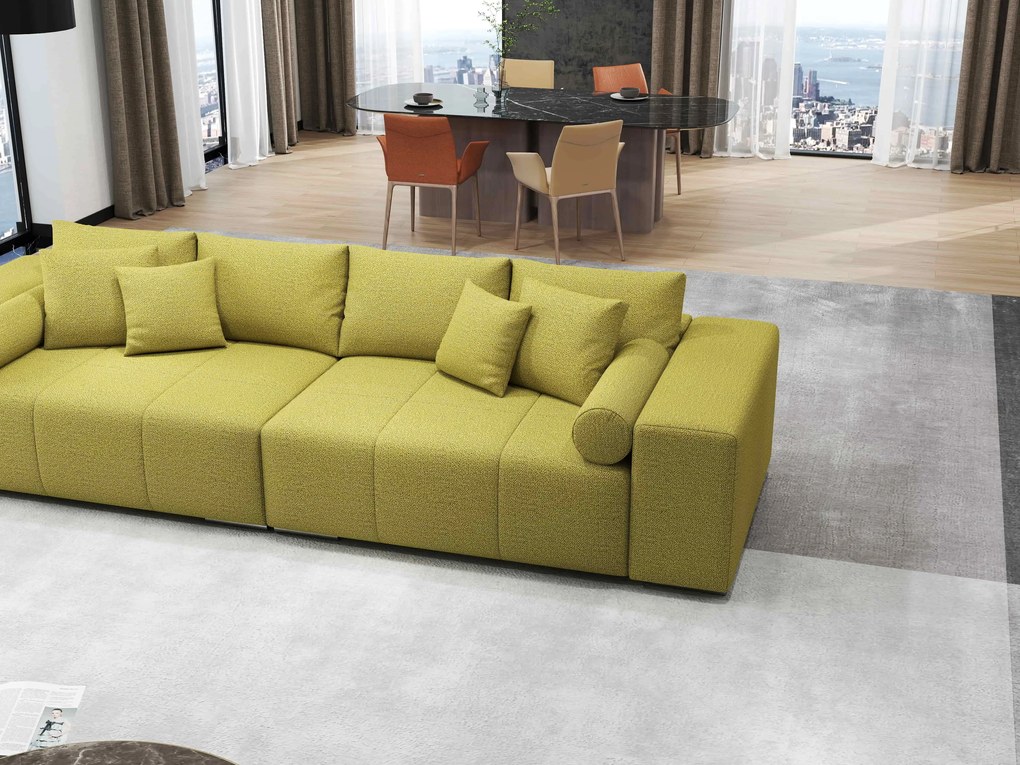 Canapea extensibilă dumonde cu ladă de depozitare si sezut confortabil din spuma high-density, Marbela Enjoy Green XXL 295x100 cm