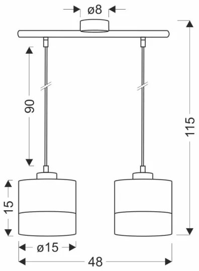 Lustră pe cablu PORTO 2xE27/60W/230V negru/maro