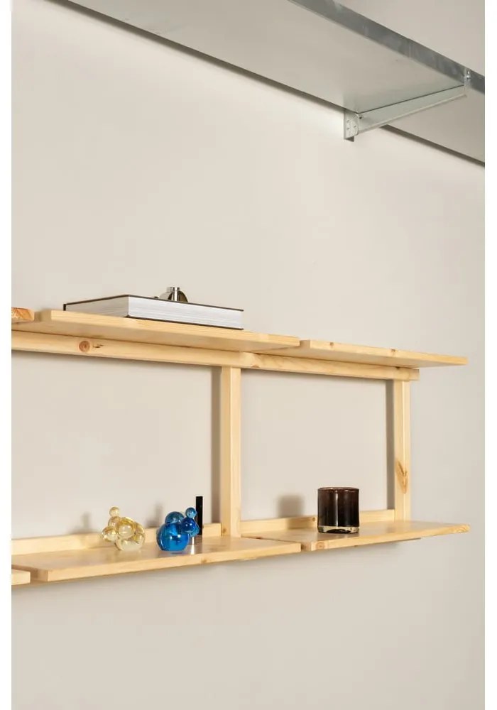 Bibliotecă de perete în culoare naturală din lemn de pin 192x47,5 cm Groove – Karup Design