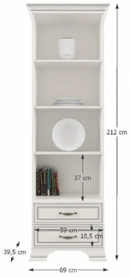 Etajera 2S, PAL melaminat, woodline crem, TIFFY 05