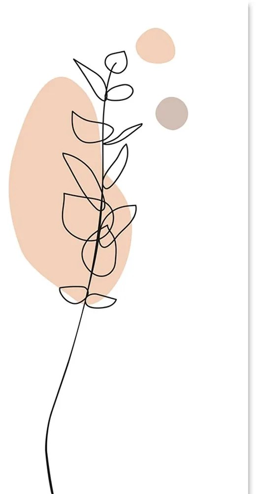 Tablou frunză minimalistă pe fundal alb No3