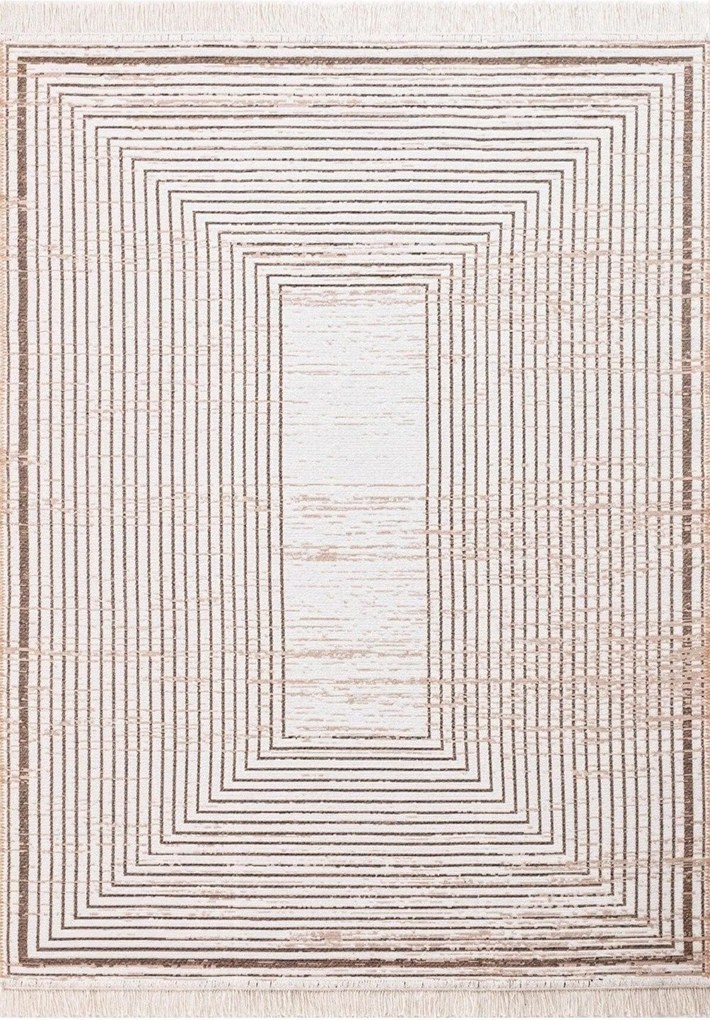 Covor 9983, 80x300 cm, forma dreptunghiulara, bumbac, bej
