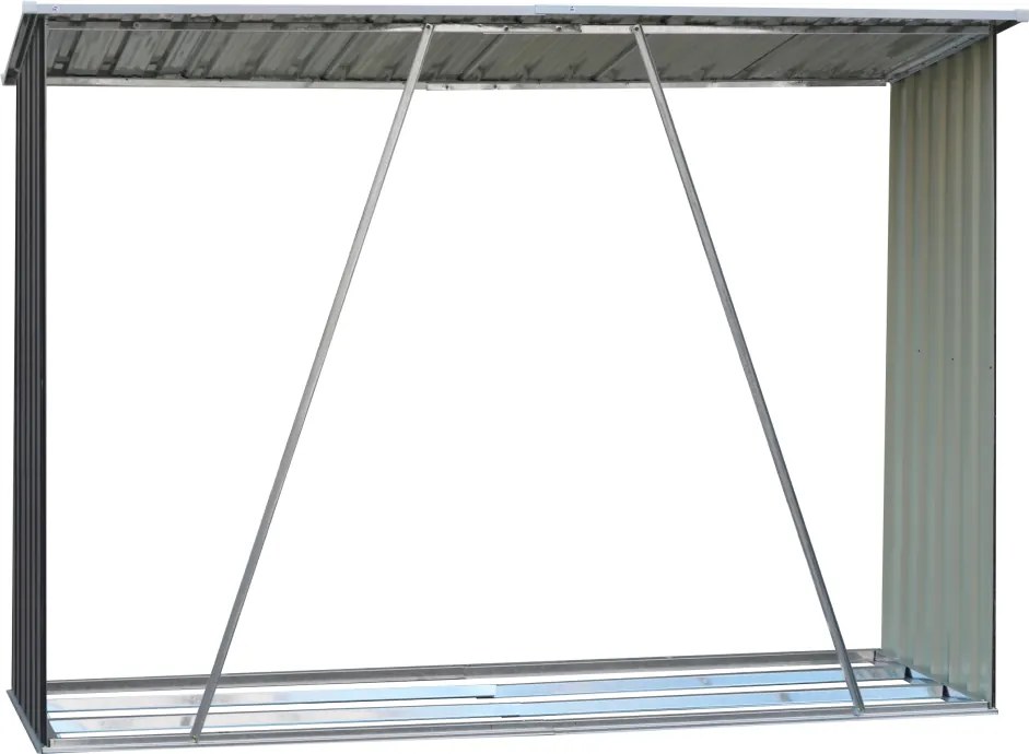 Magazie pentru lemn, antracit/alb, 217x82x154 cm, DARYL TIP 2