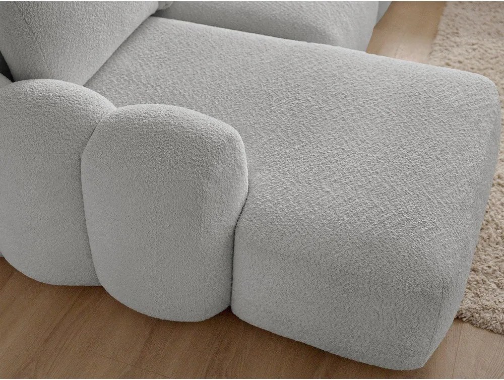 Colțar gri deschis extensibil/cu spațiu de depozitare cu tapițerie din țesătură bouclé (cu colț pe partea stângă/cu șezlong) Montaigne – Bobochic Paris