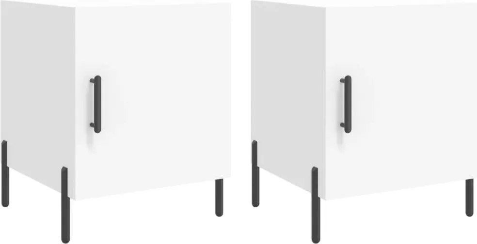 vidaXL Noptiere, 2 buc., alb, 40x40x50 cm, lemn compozit