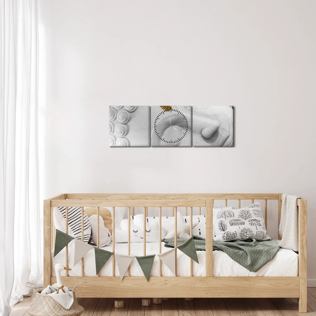 Tablou - Buddha alb (cu ceas) (90x30 cm)