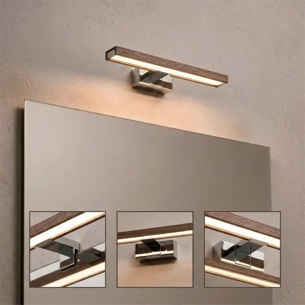 Brilagi-LED Lumină pentru oglindă de baie WOODY MIRROR 3în1 LED/8W/230V IP44 crom/stejar/nuc